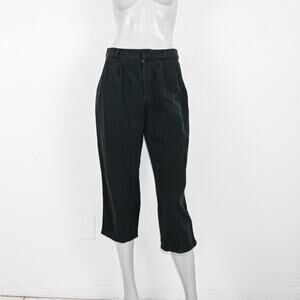 Evam Eva Japan size 1 Cropped Black Pants Pleated front Cotton linen